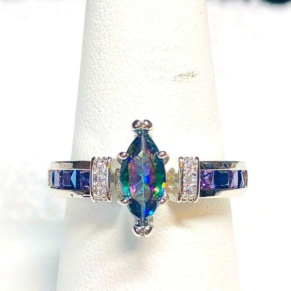 ♦️💍Sterling silver ring marquise mystic topaz - Picture 1 of 10